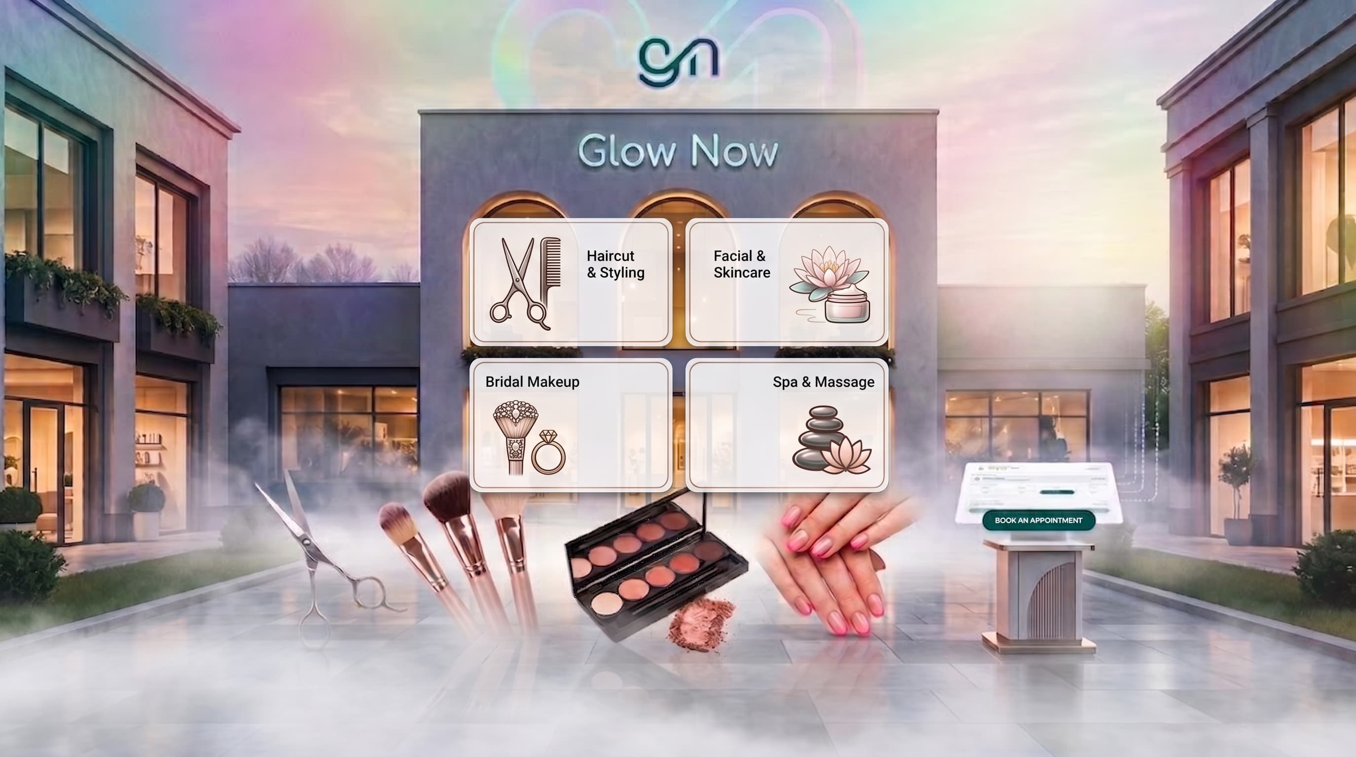 GlowNow booking platform interface